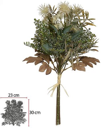 Buque Mamona Ramalhete C/Fita X6 Creme Outono 44cm
