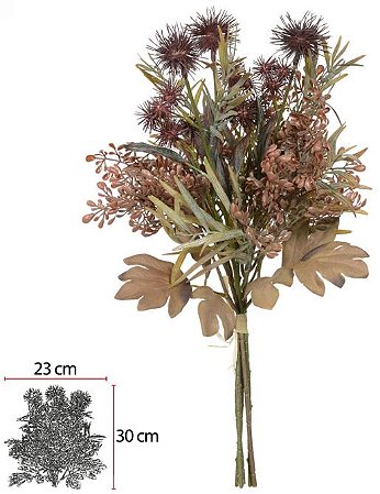 Buque Mamona Ramalhete C/Fita X6 Marsala Outono 44cm