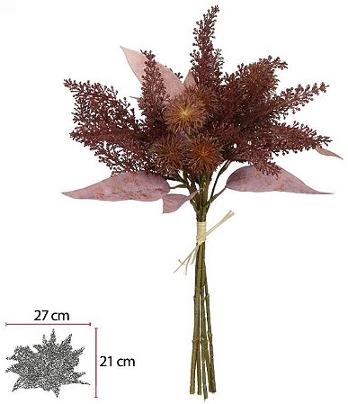 Buque Mamona Ramalhete C/Fita X6 Marsala Outono 38cm