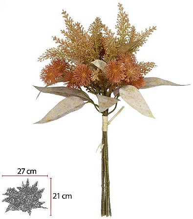 Buque Mamona Ramalhete C/Fita X6 Laranja Outono 38cm