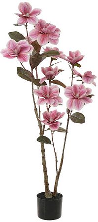 Planta Artificial Arvore Magnolia Real Toque C/Pote X12 Rosa 1,2cm
