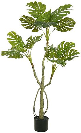 Planta Artificial Arvore Costela De Adão Real Toque Pu C/Pote X14 Verde 1,4cm