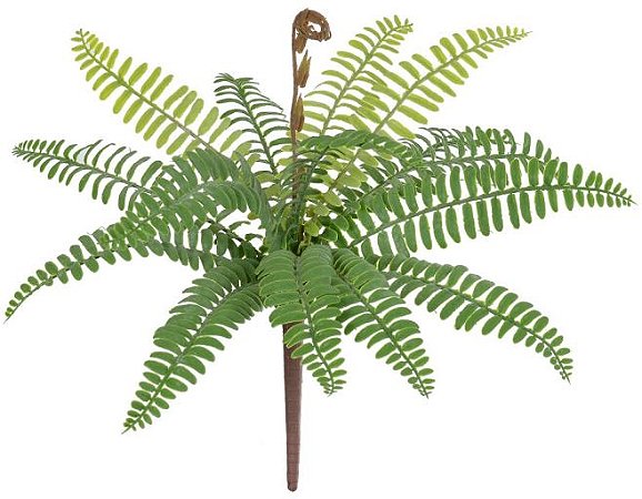 Planta Artificial Folhagem Samambaia Real Toque C/Powder X18 Verde 30cm