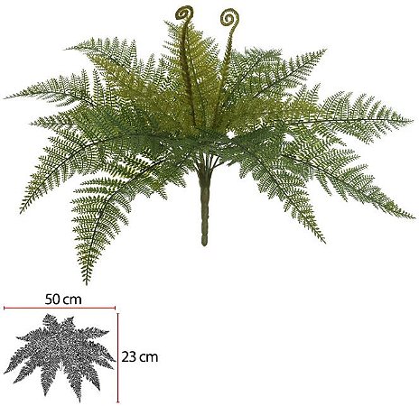 Planta Artificial Folhagem Samambaia X17 Verde 42cm