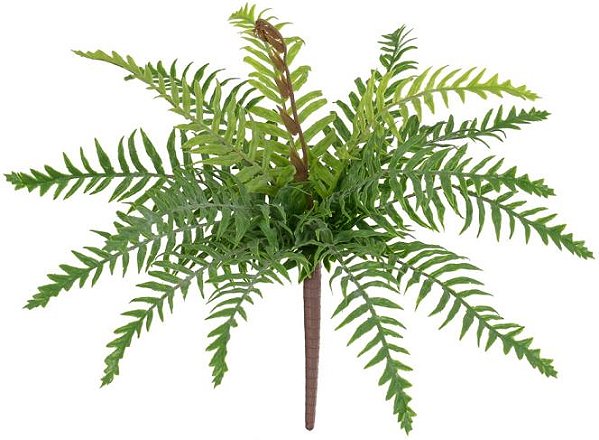 Planta Artificial Folhagem Samambaia Real Toque C/Powder X16 Verde 30cm