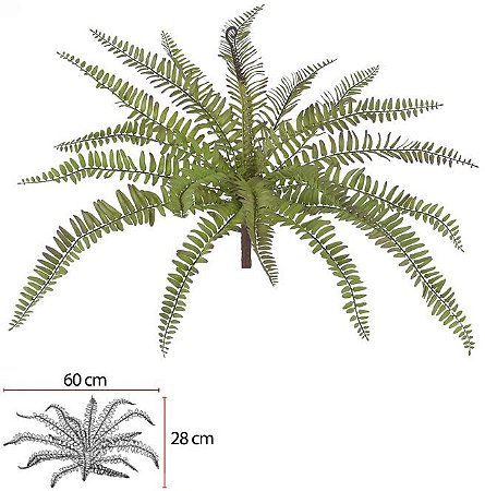 Planta Artificial Folhagem Samambaia C/Print X19 Verde 49cm