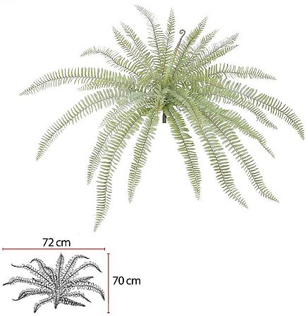 Planta Artificial Folhagem Samambaia C/Print Plastico X31 Verde Frosted 69cm