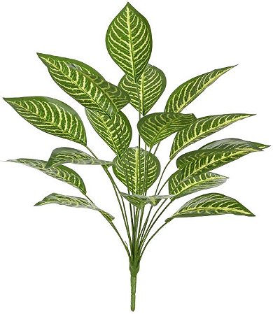 Planta Artificial Arvore Calathea Real Toque X18 Verde Creme 64cm