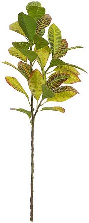 Planta Artificial Galho Croton Real Toque X31 Verde Amarelo 1,05cm