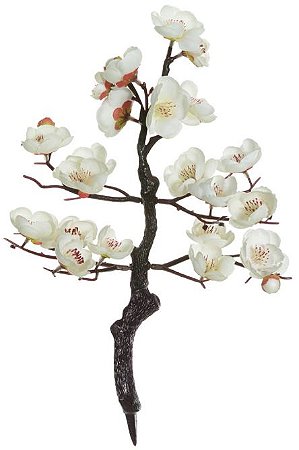 Planta Artificial Arvore Bonsai Cerejeira X21 Creme 32cm