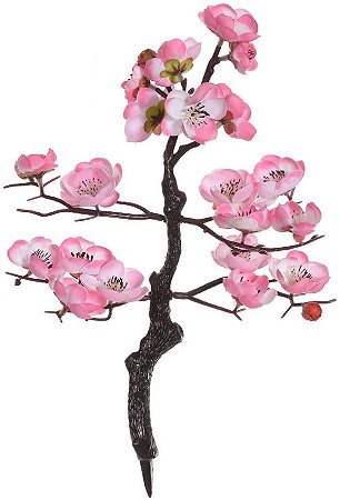 Planta Artificial Arvore Bonsai Cerejeira X21 Rosa 2T 32cm
