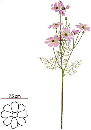 Haste Cosmos Real Toque X8 Rosa Claro 66cm