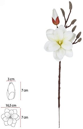 Haste Magnolia C/Coat Real Toque X2 Branco 58cm