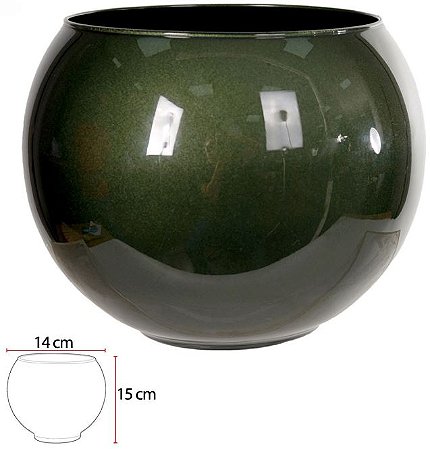 Vaso Vidro Tailandia Decorativo Verde Cintilante 15X14cm