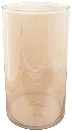 Vaso Vidro Tubo Decorativo Ambar Fundido 20X10cm