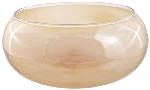 Vaso Vidro Lagoon Decorativo Ambar Fundido 8X19cm