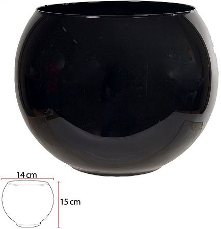 Vaso Vidro Tailandia Decorativo Preto 15X14cm