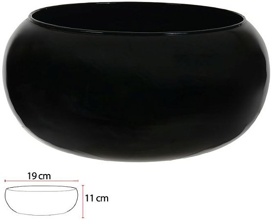 Vaso Vidro Lagoon Decorativo Preto 11X19cm