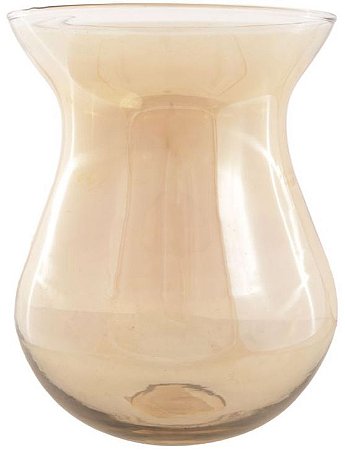 Vaso Vidro Verona Decorativo Ambar Fundido 19X15cm