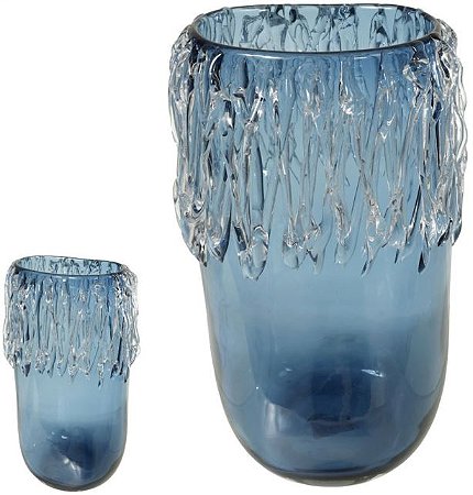Vaso Decorativo Vidro Azul 34cm