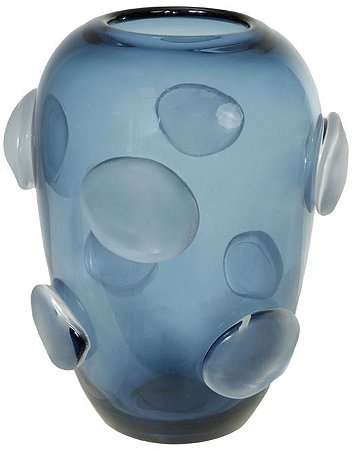Vaso Decorativo Vidro Azul Fosco 27cm