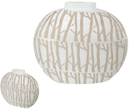 Vaso Decorativo Ceramica Branco Bege 39,5cm