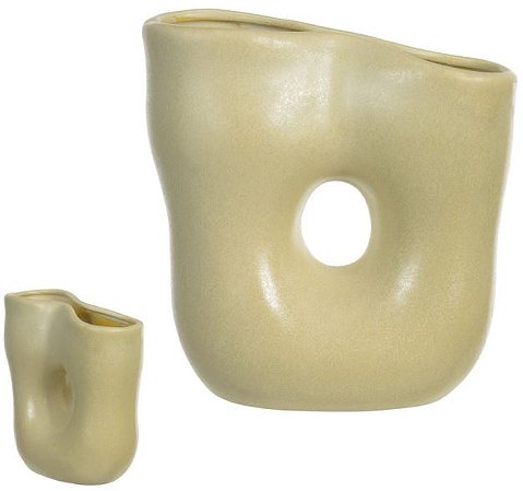 Vaso Decorativo Ceramica Bege 17cm
