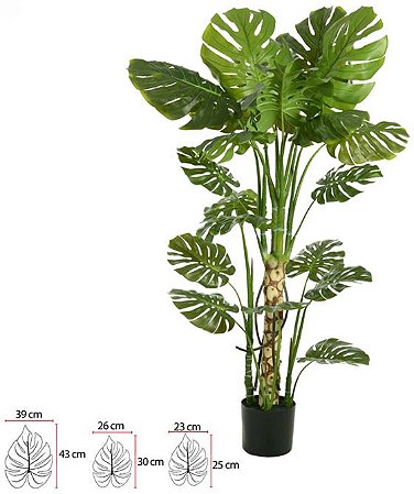 Planta Artificial Arvore Costela De Adao C/Pote X20 Verde 1,5cm