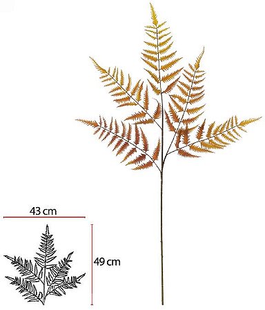 Planta Artificial Galho Samambaia Aramado X5 Verde Oliva Ocre Outubro 90cm
