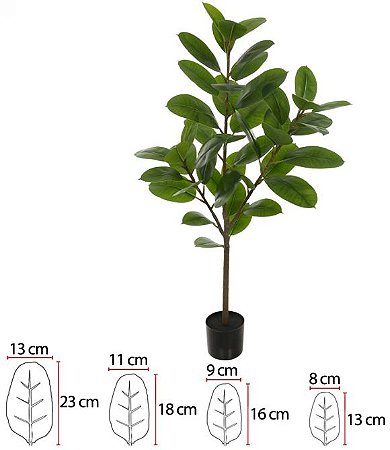 Planta Artificial Arvore Ficus Elastica Real Toque C/Pote X46 Verde 1,3cm