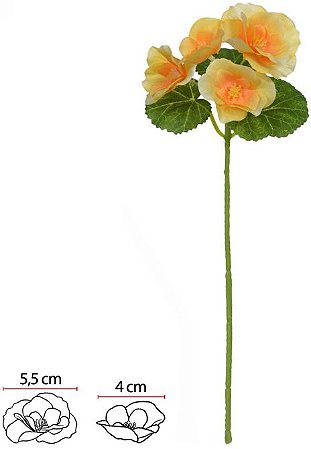 Planta Artificial Haster Begonia X4 Amarelo 26cm
