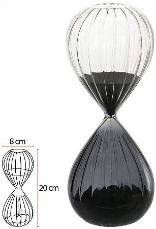 Ampulheta Decorativa Vidro 30 Minutos Preto Transparente 20cm