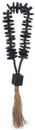 Colar Decorativo Franja Ramin Madeira Preto 81cm