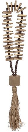 Colar Decorativo Franja Ramin Madeira Dourado 82cm