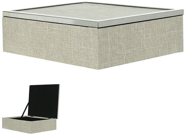 Caixa Decorativa MDF Bege Prata 24cm