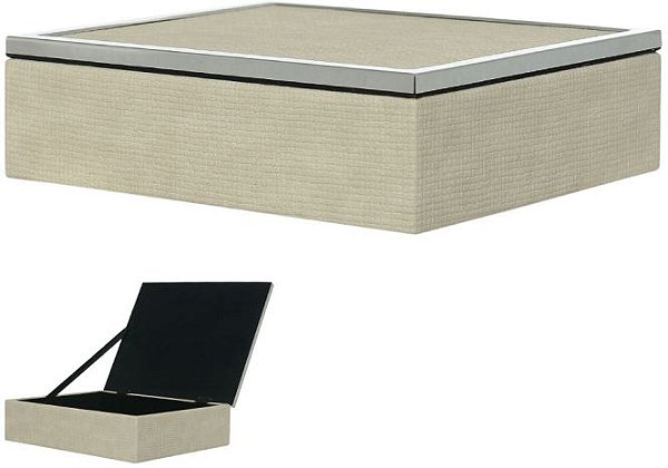 Caixa Decorativa MDF Bege Prata 24cm