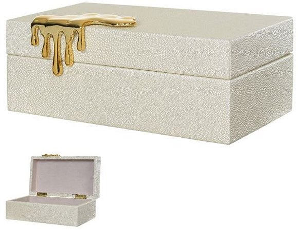 Caixa Decorativa Madeira e Tecido Fendi 8,5cm