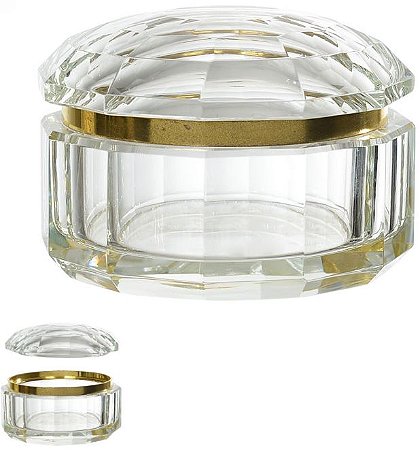Caixa Decorativa Cristal Transparente Dourado 8cm