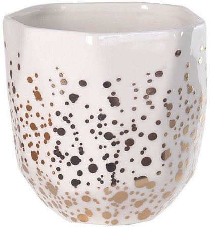 Caixa Decorativa Porcelana Branco Dourado 10,5cm