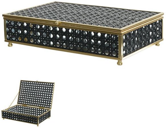 Caixa Decorativa Vidro Palhinha Preto 5,8cm