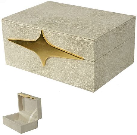 Caixa Decorativa MDF Revestimento Pu Bege 25,5cm
