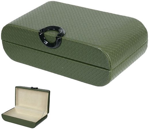 Caixa Decorativa MDF Revestimento Pu Verde 25,5cm