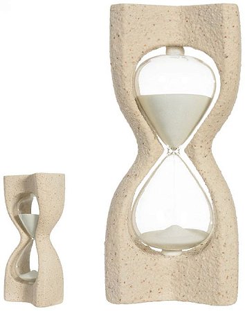Ampulheta Decorativa Poliresina 14 minutos Bege Branco 22,7cm