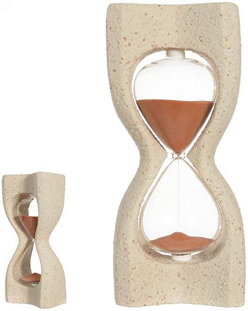 Ampulheta Decorativa Poliresina 14 minutos Bege Terracota 28cm