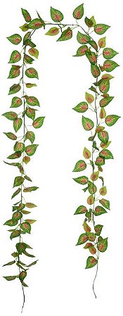 Planta Artificial Folhagem Coleus Guirlanda Real Toque X135 Verde Vermelho 2,3cm