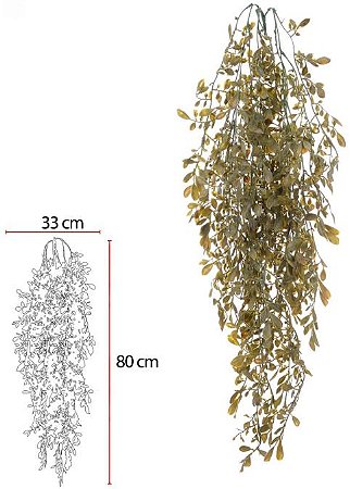 Planta Artificial Folhagem Folha Pendurar C/Powder X27 Verde Outono 90cm