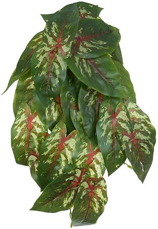 Planta Artificial Folhagem Caladium Pendurar X29 Verde Vermelho 45cm
