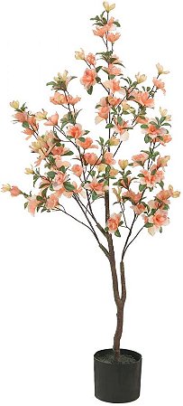 Planta Artificial Arvore Azaleia Pu C/Pote X86 Laranja1,20cm