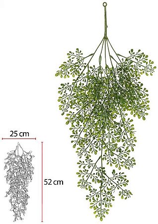 Planta Artificial Folhagem Grass Pendurar X25 Verde 60cm