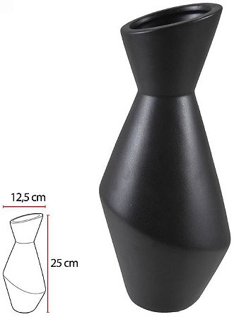 Vaso Decorativo Ceramica Preto 25cm